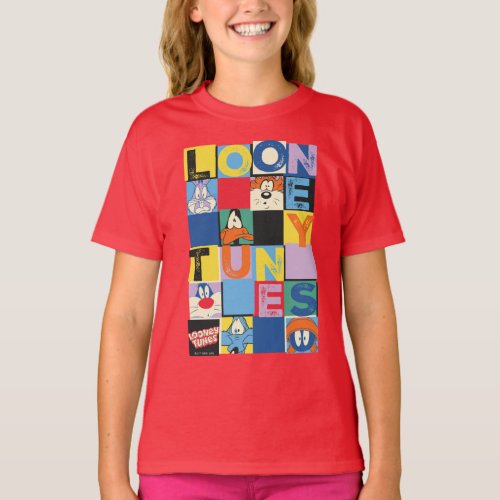 LOONEY TUNES Character Checker Blocks T_Shirt