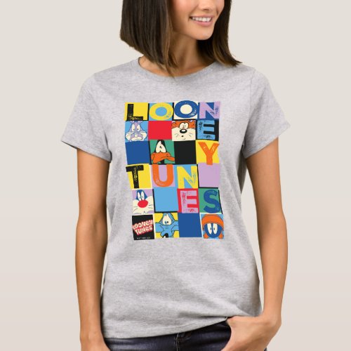 LOONEY TUNES Character Checker Blocks T_Shirt