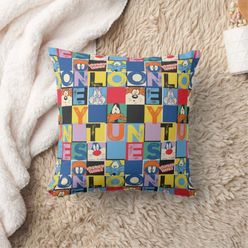 LOONEY TUNES Character Checker Blocks Throw Pillow