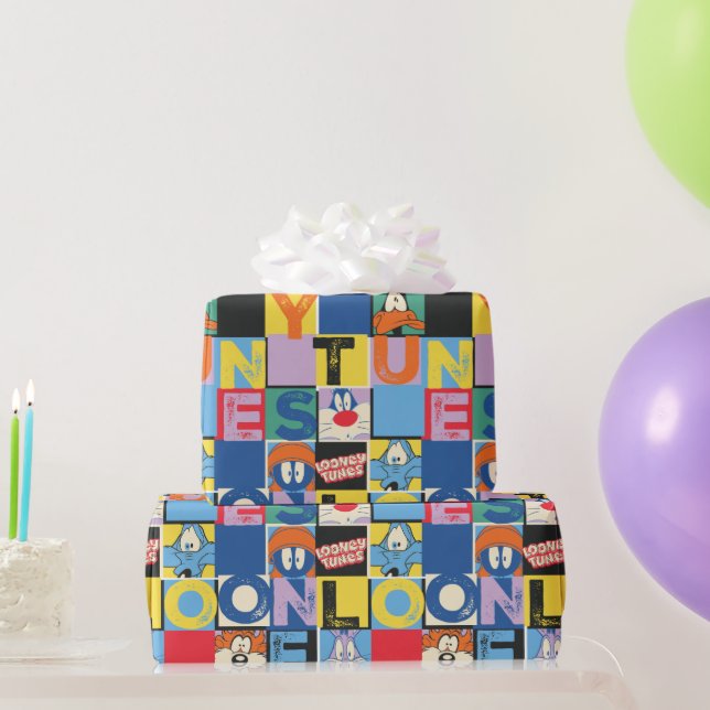 LOONEY TUNES™ Character Checker Blocks Wrapping Paper (Party Gifts)