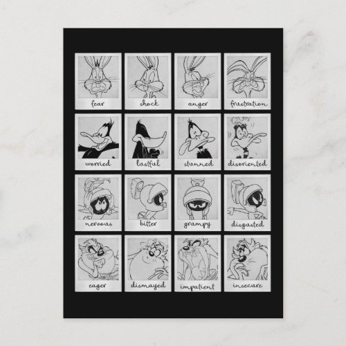 LOONEY TUNES Character Emotion Chart Postcard