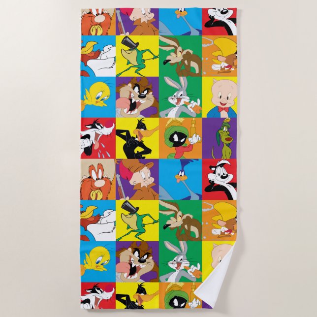 LOONEY TUNES™ Character Grid Beach Towel (Front)