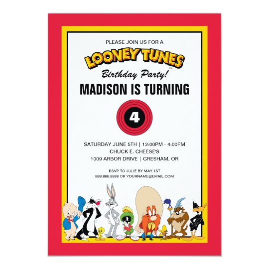 LOONEY TUNES™ Character Group | Birthday Invitation | Zazzle.com