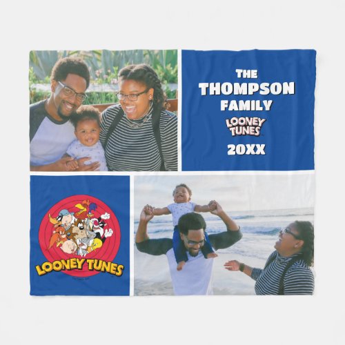 LOONEY TUNES Character Logo Family Photo Fleece Blanket