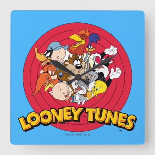 LOONEY TUNES Character Logo Square Wall Clock