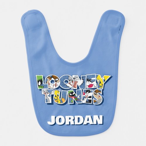 LOONEY TUNESâ Characters in Lettering Baby Bib