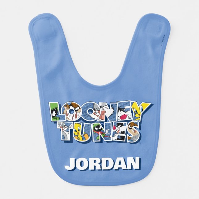 LOONEY TUNES™ Characters in Lettering Baby Bib (Front)