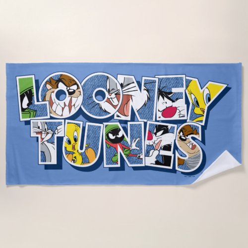 LOONEY TUNES Characters in Lettering Beach Towel