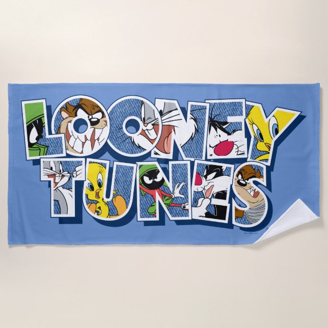 LOONEY TUNES™ Characters in Lettering Beach Towel (Front)