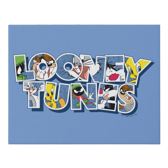 LOONEY TUNES™ Characters in Lettering Faux Canvas Print (Front)