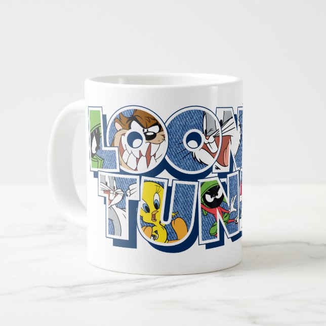 LOONEY TUNES™ Characters in Lettering Giant Coffee Mug (Front Left)
