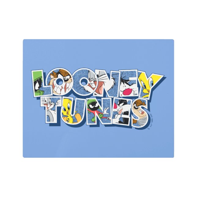 LOONEY TUNES™ Characters in Lettering Metal Print (Front)