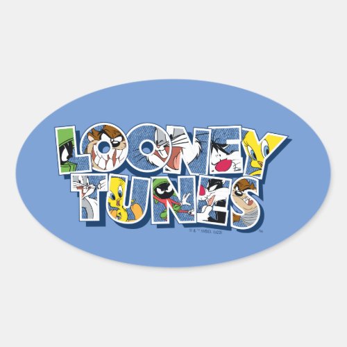 LOONEY TUNESâ Characters in Lettering Oval Sticker