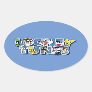 LOONEY TUNES™ Characters in Lettering Oval Sticker