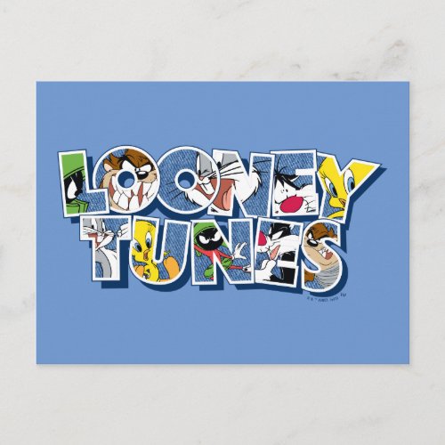 LOONEY TUNESâ Characters in Lettering Postcard