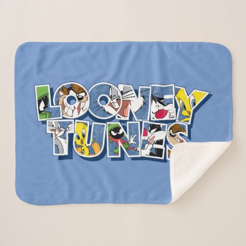 LOONEY TUNESâ Characters in Lettering Sherpa Blanket