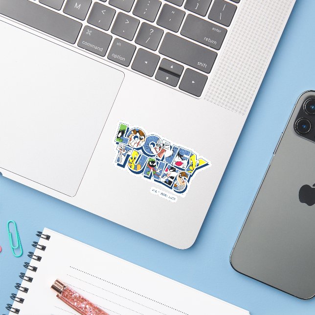 LOONEY TUNES™ Characters in Lettering Sticker (Laptop w/ iPhone)