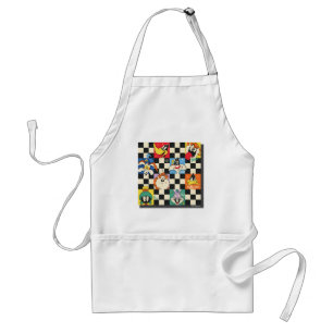 LOONEY TUNES™ Characters on Black & White Checker Adult Apron