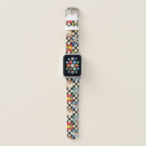 LOONEY TUNES Characters on Black  White Checker Apple Watch Band