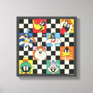 LOONEY TUNES™ Characters on Black & White Checker Canvas Print