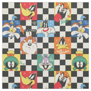 LOONEY TUNES™ Characters on Black & White Checker Fabric