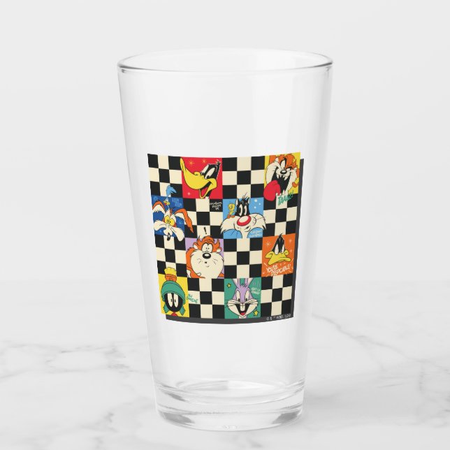 LOONEY TUNES™ Characters on Black & White Checker Glass (Front)