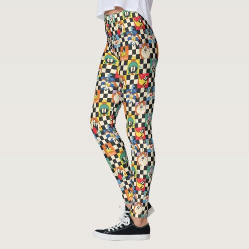 LOONEY TUNES Characters on Black  White Checker Leggings