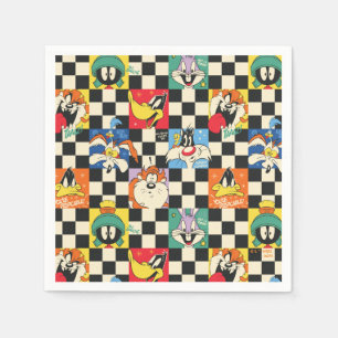 LOONEY TUNES™ Characters on Black & White Checker Napkins