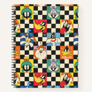 LOONEY TUNES™ Characters on Black & White Checker Notebook