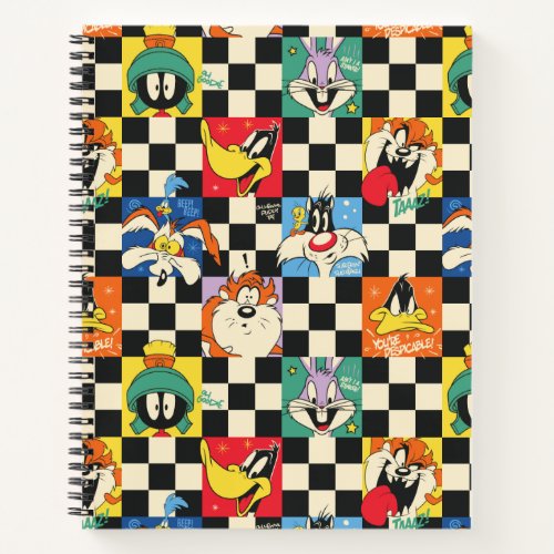 LOONEY TUNES Characters on Black  White Checker Notebook