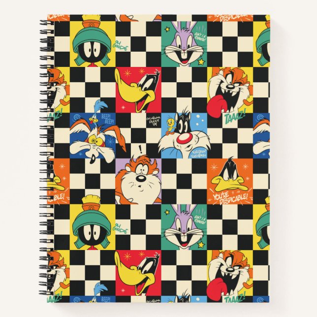 LOONEY TUNES™ Characters on Black & White Checker Notebook (Front)