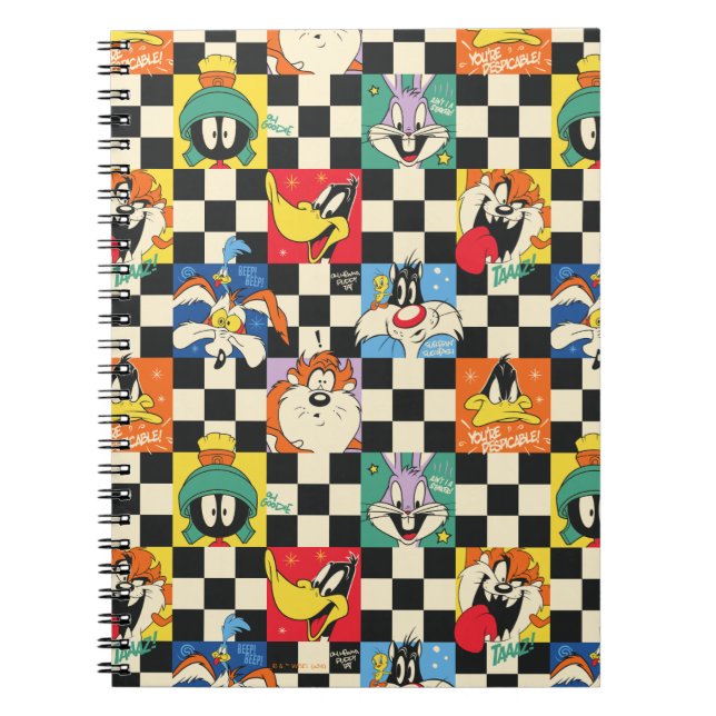 LOONEY TUNES™ Characters on Black & White Checker Notebook (Front)