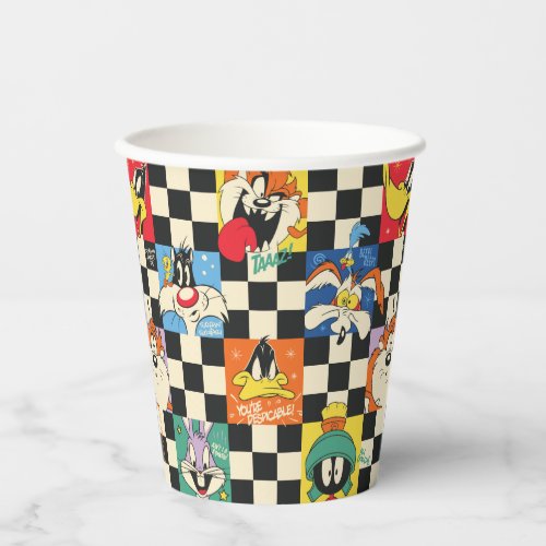 LOONEY TUNES Characters on Black  White Checker Paper Cups