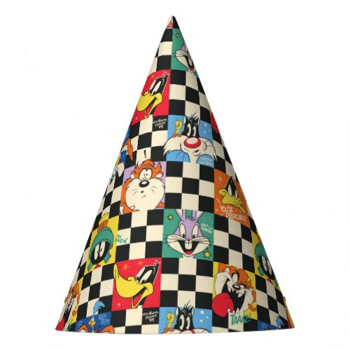 LOONEY TUNES Characters on Black  White Checker Party Hat