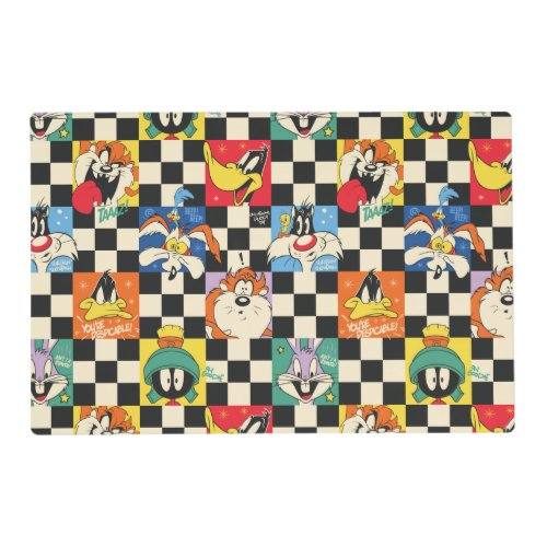 LOONEY TUNES Characters on Black  White Checker Placemat