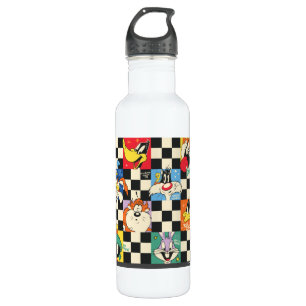 LOONEY TUNES™ Characters on Black & White Checker Stainless Steel Water Bottle