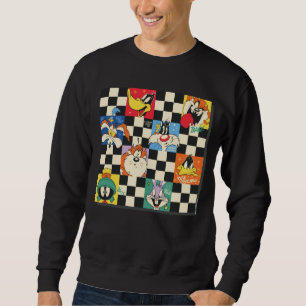 LOONEY TUNES™ Characters on Black & White Checker Sweatshirt