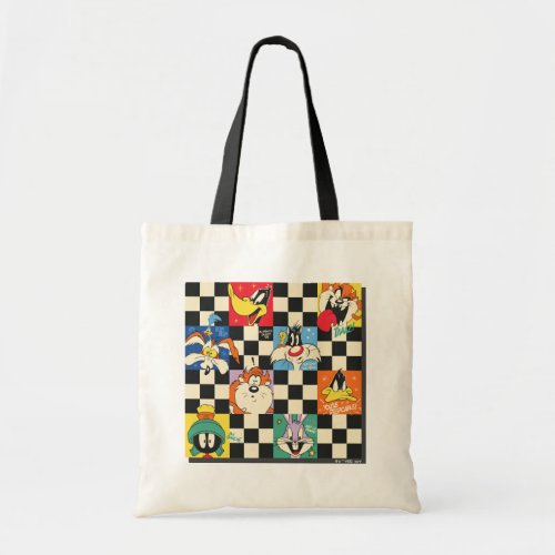LOONEY TUNES Characters on Black  White Checker Tote Bag