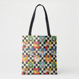 LOONEY TUNES™ Characters on Black & White Checker Tote Bag