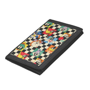 LOONEY TUNES™ Characters on Black & White Checker Tri-fold Wallet