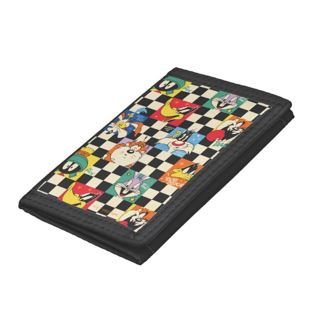 LOONEY TUNES™ Characters on Black & White Checker Trifold Wallet (Bottom)