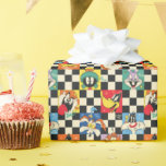 LOONEY TUNES™ Characters on Black &amp; White Checker Wrapping Paper