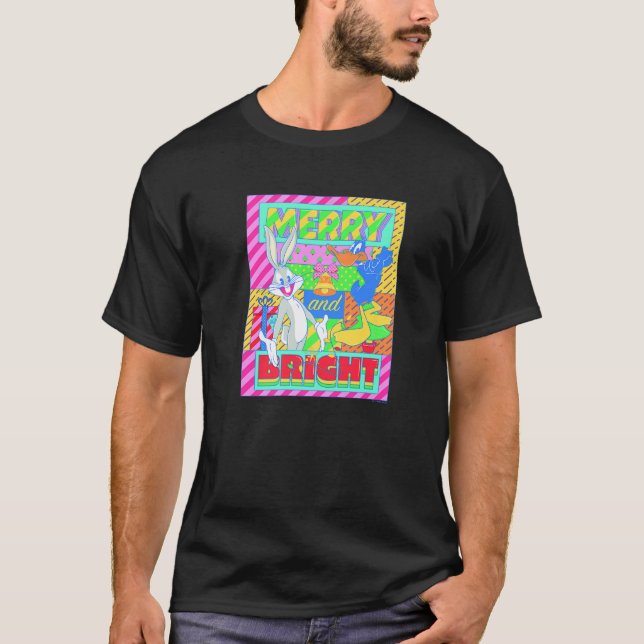 Looney Tunes Christmas Bugs and Daffy Merry and Br T-Shirt (Front)