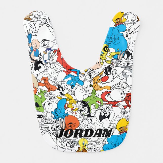 LOONEY TUNES™ Color Pop Pattern Baby Bib (Front)