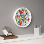 LOONEY TUNES™ Color Pop Pattern Clock<br><div class="desc">LOONEY TUNES™ | Check out this fun character pattern featuring characters in black & white,  pops of color,  or full color!</div>