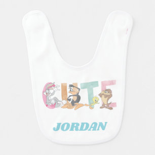 LOONEY TUNES™ Cute Watercolor Wordmark Baby Bib