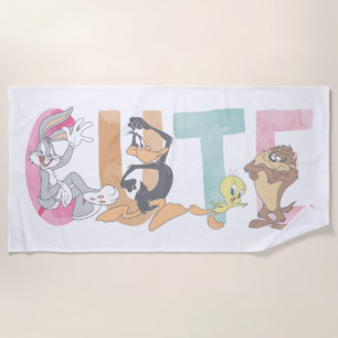 LOONEY TUNES™ Cute Watercolor Wordmark Beach Towel