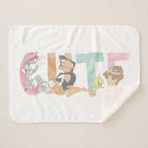 LOONEY TUNES™ Cute Watercolor Wordmark Sherpa Blanket