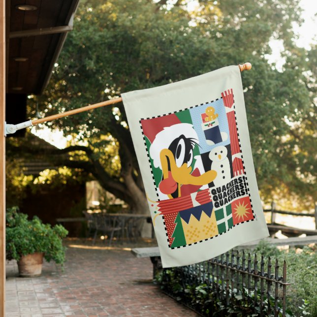 LOONEY TUNES™ DAFFY DUCK™ Holiday Quackers House Flag (In SItu)