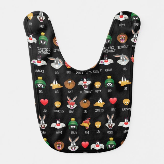 LOONEY TUNES™ Emoji Chart Baby Bib (Front)
